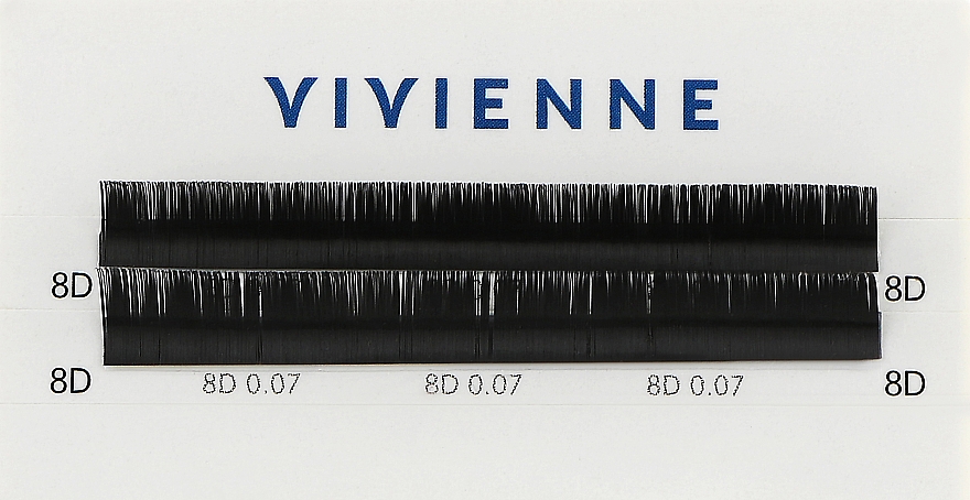 Накладные ресницы "Elite", черные, 2 линии (0,07, D, (8)) - Vivienne — фото N1