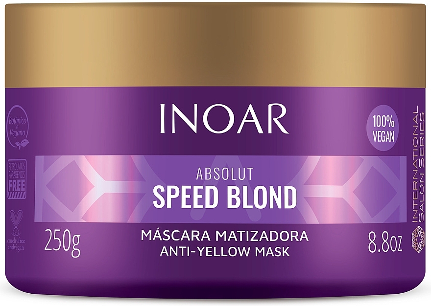 Маска против желтизны волос - Inoar Absolut Speed Blond Anti-Yellow Mask — фото N1