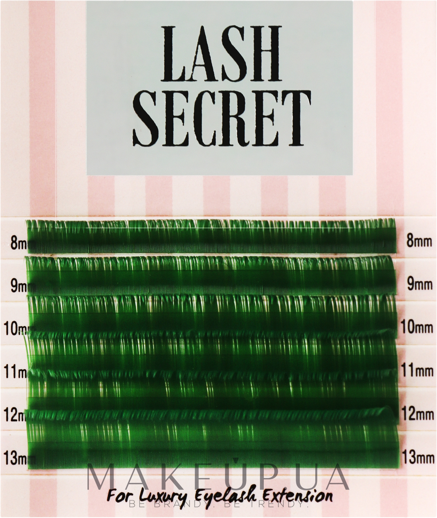 Накладні вії, смарагдові, mix, 6 ліній (0,1, D, (8-13)) - Lash Secret — фото 1уп
