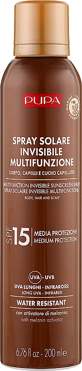 Солнцезащитный спрей SPF 15 - Pupa Multifunction Invisible Sunscreen Spray — фото N1