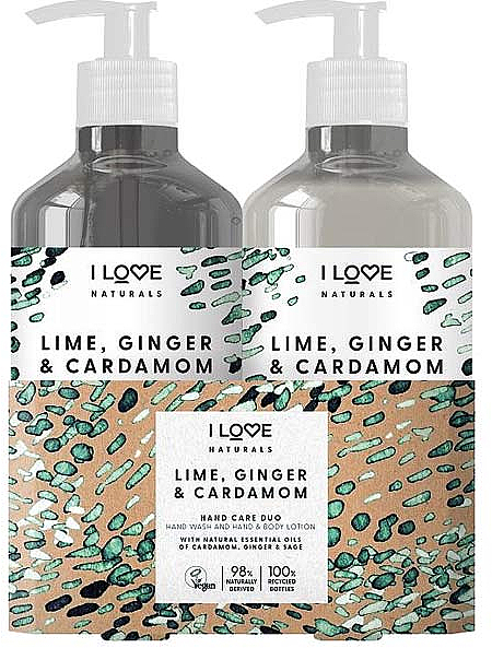 Набір - I Love Naturals Hand Care Duo Lime, Ginger & Cardamom (h/lot/500ml + h/wash/500ml) — фото N1