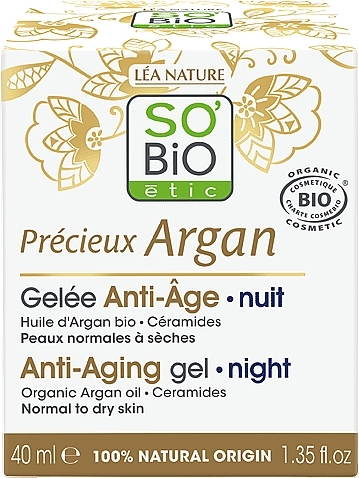 Ночной гель-масло для лица - So'Bio Etic Precieux Argan Anti-Aging Night Gel — фото N1