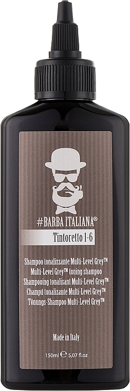 Тонирующий шампунь для мужчин - Barba Italiana Tintoretto 1/6 Multi Level Grey Tonning Shampoo — фото N1