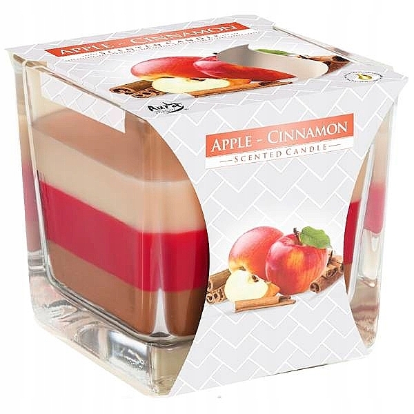 Ароматична тришарова свічка у склянці "Яблуко та кориця" - Bispol Scented Candle Apple & Cinnamon — фото N1