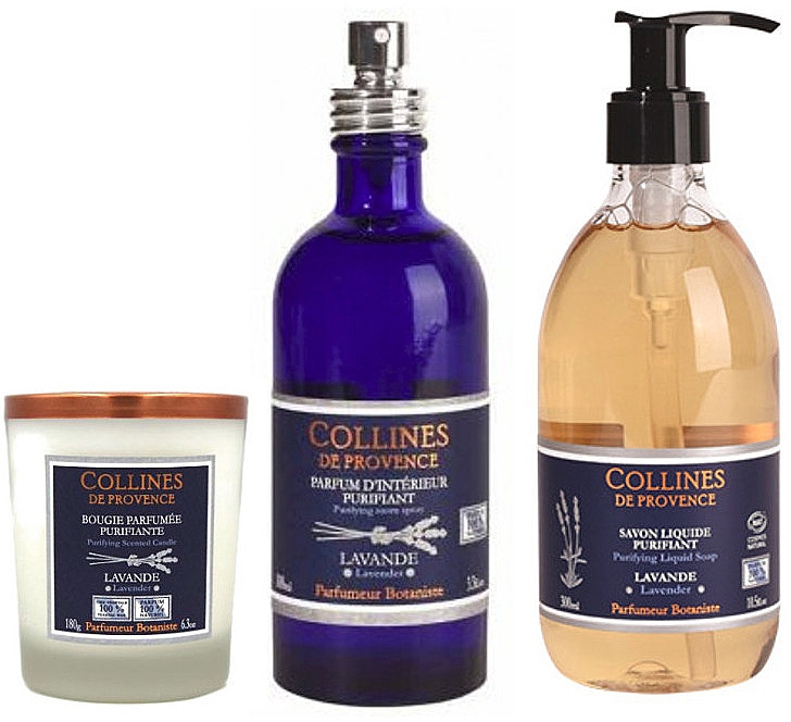 Набор - Collines De Provence Natural Lavender (soap/300ml + candle/180g + spray/100ml) — фото N1