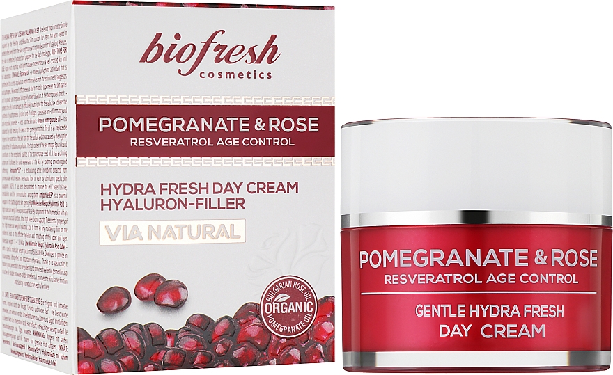Ніжний зволожувальний денний гіалурон-філер-крем для обличчя "Гранат і троянда" - BioFresh Via Natural Pomergranate & Rose — фото N2