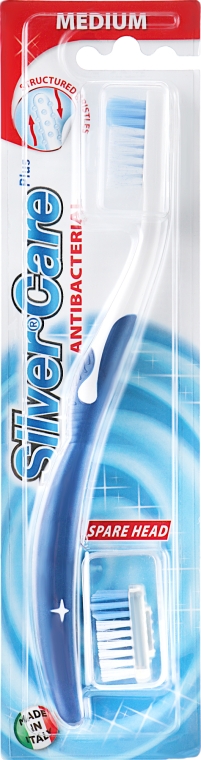 Зубная щетка "Silver Care Plus" средняя, синяя - Silver Care