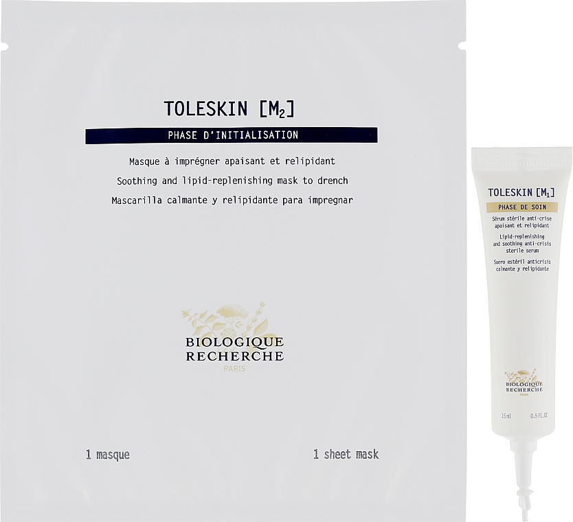 Антикризова заспокійлива та поповнююча ліпіди маска та стерильна сироватка - Biologique Toleskin (M) — фото N2