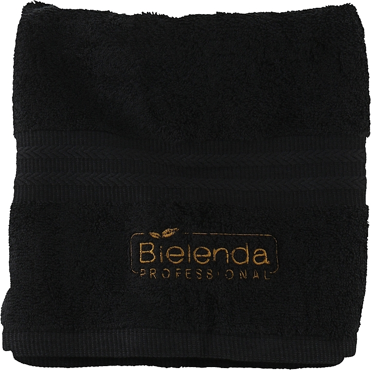 Рушник із логотипом, чорний, 50 х 100 см - Bielenda Professional Spa Frotte Black Towel — фото N1