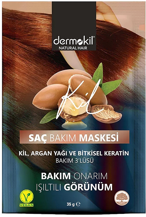 Маска для волос с аргановым маслом - Dermokil Argan And Herbal Keratan Natural Hair Mask (саше) — фото N1