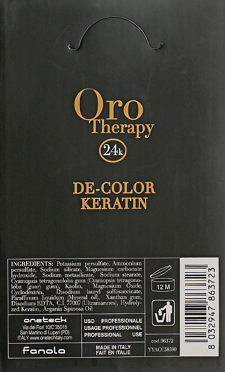 Освітлювальний порошок з кератином, блакитний - Fanola Oro Therapy Color Keratin — фото N1