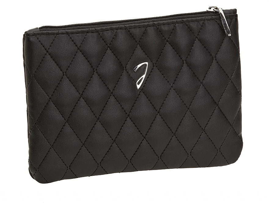 Косметичка стьобана, чорна, A6131VT - Janeke Black Quilted Pouch — фото N1