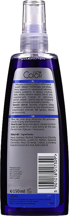 Спрей-ополаскиватель для рассветленных и седых волос-голубой - Joanna Ultra Color System — фото N2