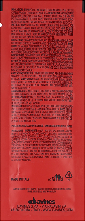 Енергетичний шампунь - Davines NT Energizing shampoo (пробник) — фото N2