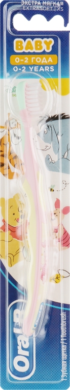 Зубная щетка, экстрамягкая, "Пятачок", розово-желтая - Oral-B Baby — фото N1