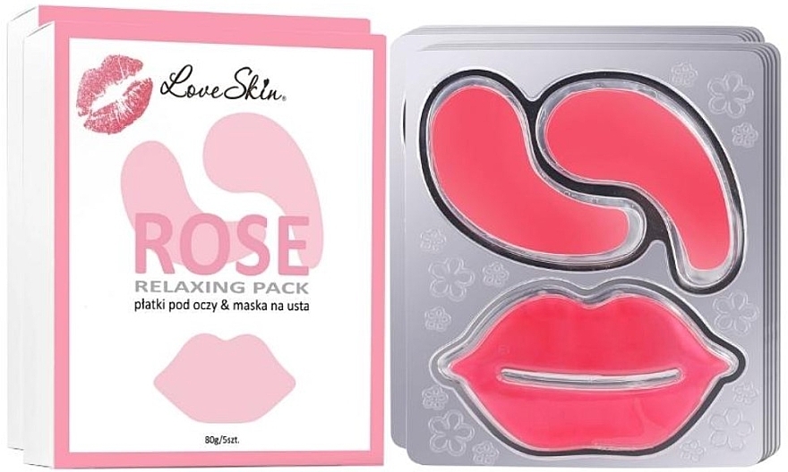 Набір гідрогелевих патчів для очей і губ з натуральним екстрактом троянди - Love Skin Rose Relaxing Pack — фото N1