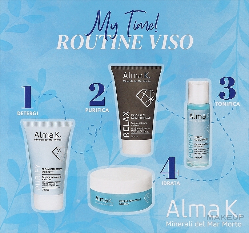 УЦЕНКА Набор - Alma K. My Time! Face Care Routine Kit (cr/30 ml + ton/30 ml + cr/15 ml + mask/30 ml) * — фото N1