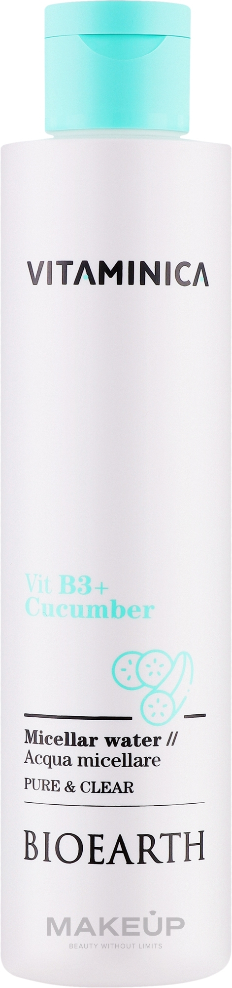 Міцелярна вода для всіх типів шкіри - Bioearth Vitaminica Vit B3 + Cucumber Micellar Water — фото 200ml