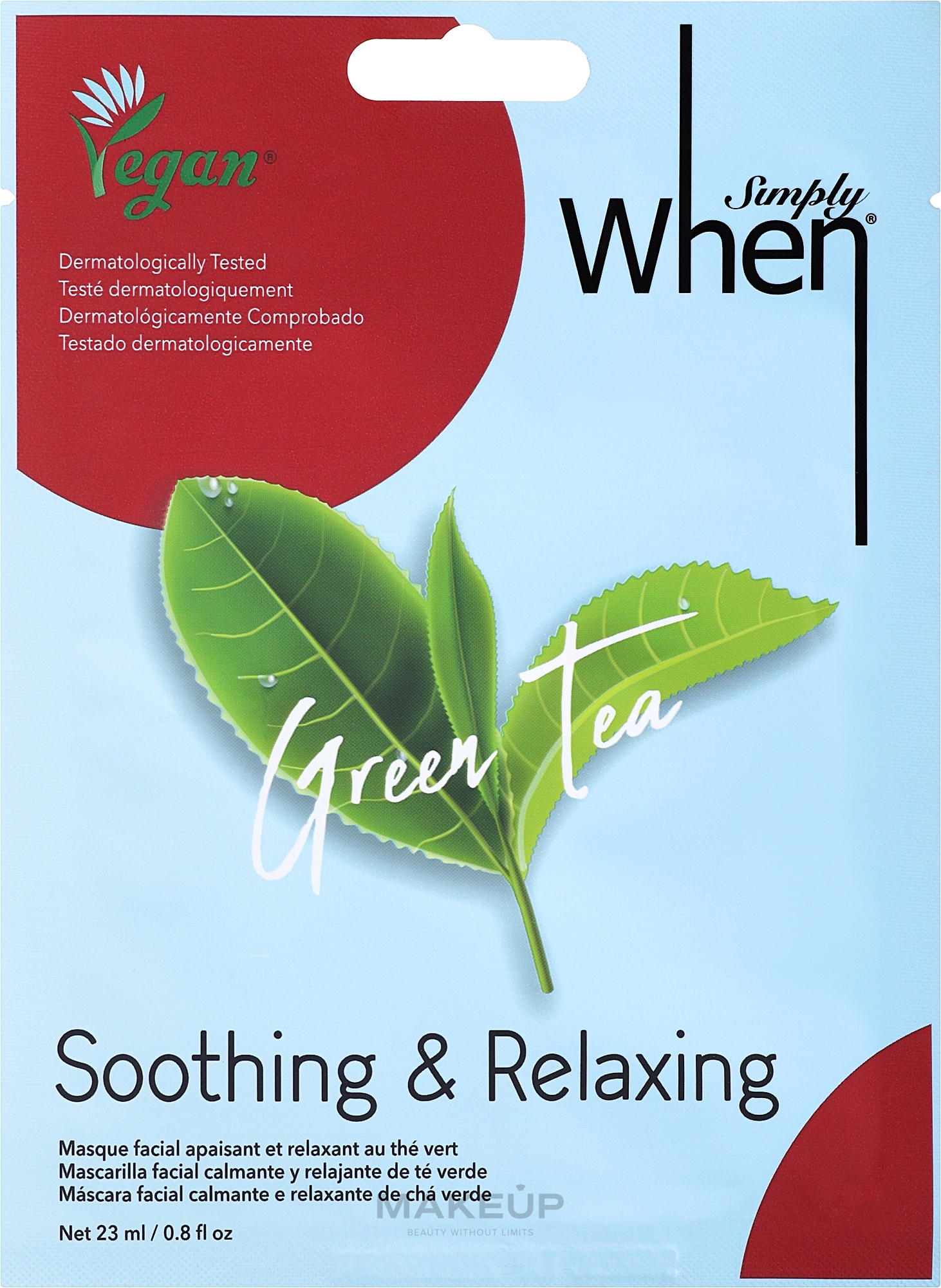 Успокаивающая и расслабляющая маска для лица - Simply When Green Tea Soothing & Relaxing Face Mask — фото 23g