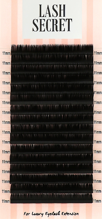 Накладные ресницы, черные, 16 линий (один размер, 0,07, L, 11) - Lash Secret — фото N1