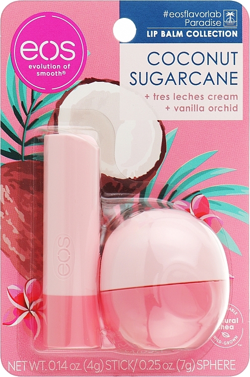 Набор - EOS Coconut Sugarcane Stick & Sphere Lip Balm (lip/balm/4g + lip/balm/7g)