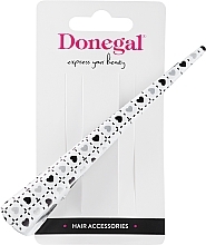 Зажим для волос FA-5750, белый в серо-черные сердечки - Donegal — фото N1