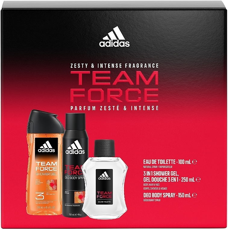 УЦЕНКА Adidas Team Force - Набор (edt/100ml + deo/150ml + s/g/250ml) * — фото N4