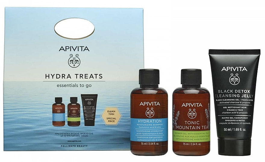 Набір - Apivita Hydra Treats Set (sh/gel/75ml + shampoo/75ml + gel/50ml) — фото N1