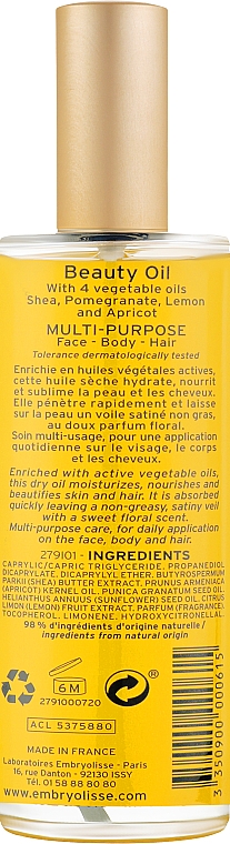 Багатофункціональна олія для обличчя, тіла й волосся - Embryolisse Laboratories Beauty Oil — фото N2
