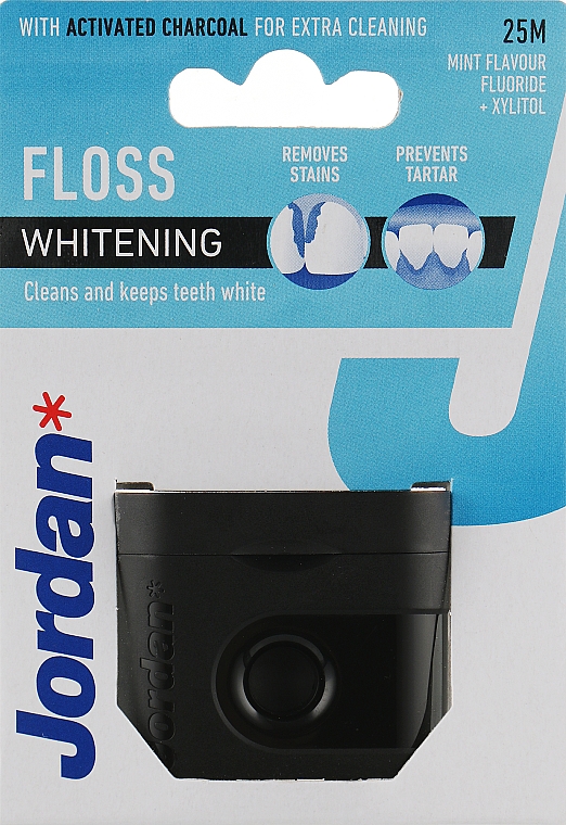 Зубна нитка-флос відбілювальна з ароматом м'яти, 25 м - Jordan Whitening Floss — фото N1