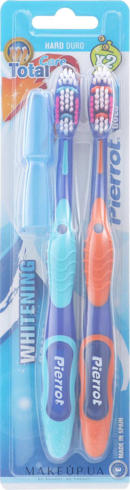 Зубная щетка жесткая, голубая + оранжевая - Pierrot Goldx2 Toothbrush Ref.345 — фото 2шт