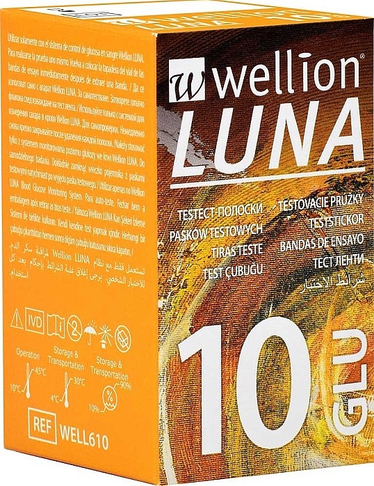 Тест-полоски для измерения уровня глюкозы - Wellion LUNA №10 — фото N1