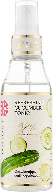 Освежающий тоник для лица с огурцами и глицерином - Ingrid Cosmetics Vegan Refreshing Cucumber Tonic — фото N1