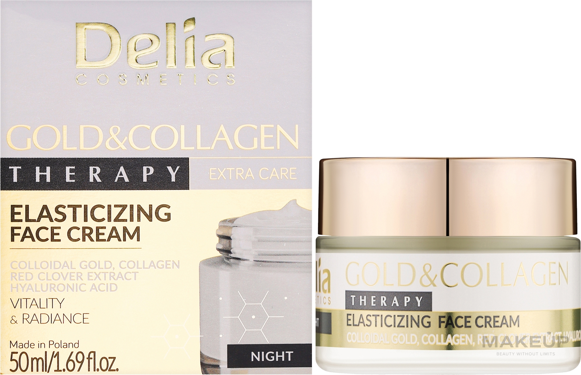 Ночной крем для лица с золотом и коллагеном - Delia Gold & Collagen Therapy Elasticizing Night Cream — фото 50ml