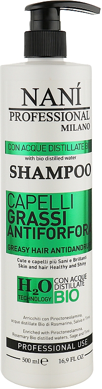 Шампунь для склонных к жирности и перхоти волос - Nanì Professional Milano Hair Shampoo 