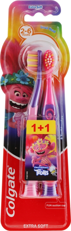 Дитяча зубна щітка "Smiles", 2-6 років, фіолетово-рожева, екстрам'яка - Colgate Smiles Kids Extra Soft — фото N1
