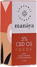 Духи, Парфюмерия, косметика Масло конопли для повышения концентрации и внимания - Manaya 5 % CBD Oil Focus