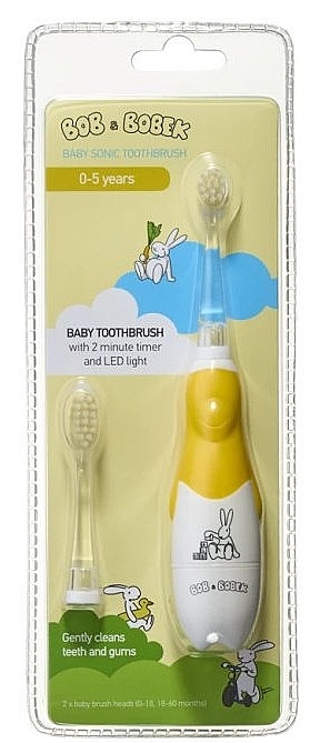 Звукова зубна щітка, від 0 до 5 років - Profimed Bob & Bobek Baby Dark Yellow — фото N1