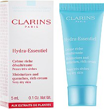 Духи, Парфюмерия, косметика Увлажняющий крем для сухой кожи - Clarins Hydra-Essentiel Rich Cream-Very Dry Skin (пробник)