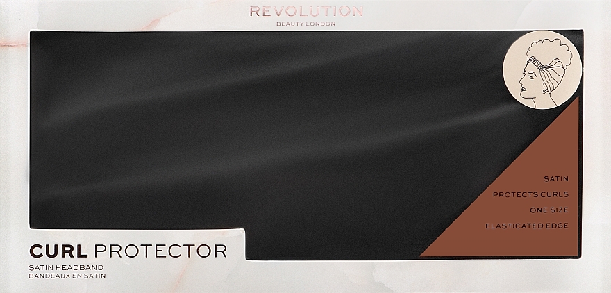 Пов'язка на голову, чорна - Revolution Haircare Satin Headband Black — фото N1