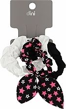 Парфумерія, косметика Резинки для волосся "Метелик", AT-14, біла + чорна + з зірками - Dini Every Day