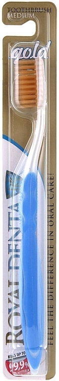 Зубная щетка средней мягкости с наночастицами золота, синяя - Royal Denta Gold Medium Toothbrush — фото N2