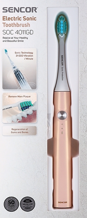 Електрична зубна щітка, золотисто-біла, SOC 4011GD - Sencor — фото N1