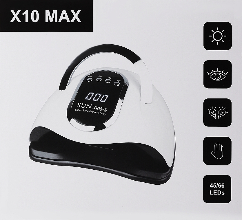 Лампа для маникюра, белая - Lewer Sun X10 Max Super Sunuvled Nail Lamp — фото N1