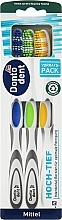 Набор зубных щеток Mittel, желтая, зеленая, синяя - Dontodent — фото N1