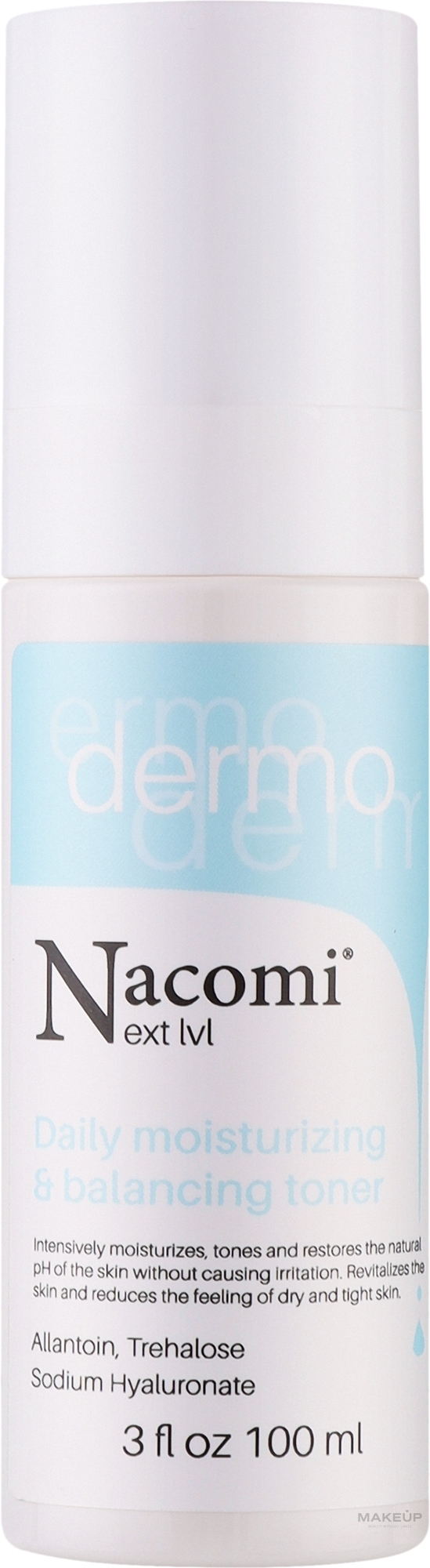 Увлажняющий тонер для сухой и чувствительной кожи - Nacomi Dermo Daily Moisturizing & Balancing Toner — фото 100ml