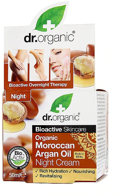 Ночной крем для тела "Марокканское аргановое масло" - Dr. Organic Bioactive Skincare Organic Moroccan Argan Oil Night Cream — фото N2