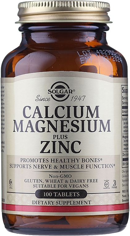 Диетическая добавка "Кальций, магний + цинк" - Solgar Calcium Magnesium Plus Zinc — фото N1