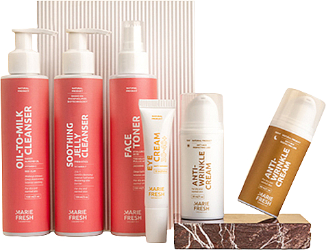 Набор «Комплексный уход за зрелой сухой и нормальной кожей с гелем», 6 продуктов - Marie Fresh Cosmetics