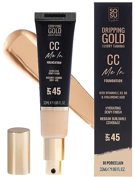 Рідка тональна основа - Sosu Cosmetics Dripping Gold CC Me In Foundation SPF45 — фото N1